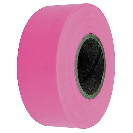 Zoro Select Flagging Tape, No Legend, Fluorescent Pink, 1 3/16 in Wide x 150 ft Length, Vinyl, 4 mil 1EC18A