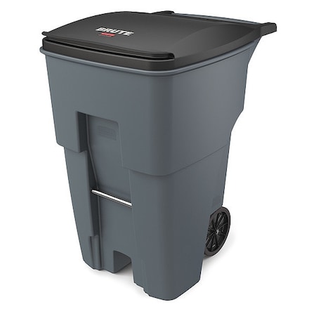 Rubbermaid Commercial BRUTE 95 gal Rectangular Rolling Plastic Can, Gray, None, Plastic, 27 3/8 in FG9W2200GRAY