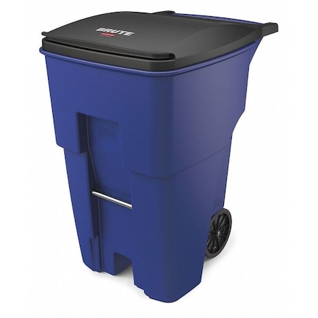 Rubbermaid Commercial BRUTE 95 gal Rectangular Rolling Plastic Can, Blue, None, Plastic, 27 3/8 in FG9W2273BLUE