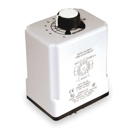 Dayton Single Function Time Delay Relay, Octal, Off Delay, 1 Functions 240V AC, DPDT 1EGC3
