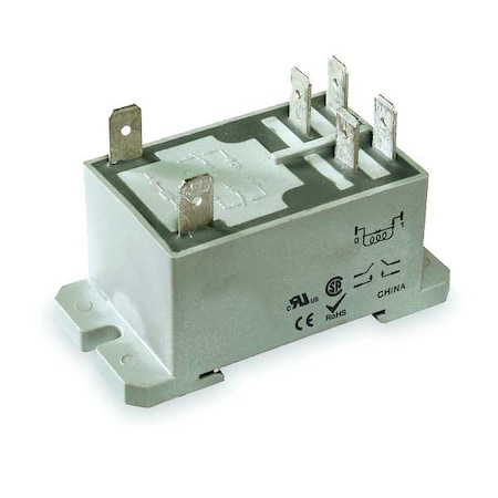 Dayton DIN Rail & Top Flange, Enclosed Power Relay, 6, 1/4 in Tab Terminal 1EJH5