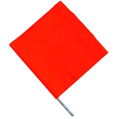 Zoro Select Handheld Warning Flag, Orange, Vinyl, 24 in Wood Dowel 1EKR7