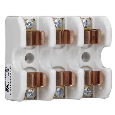 Eaton Bussmann Open Fuse Block, 0 to 30A Amp Range, 700V AC/DC Volt Rating, 3 Poles, Screw 1976-3