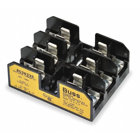 Eaton Bussmann Open Fuse Block, 25 to 30A Amp Range, 480V AC/DC Volt Rating, 3 Poles, Screw with Quick Connect BG3033S