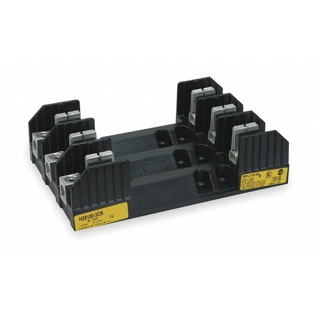 Eaton Bussmann Fuse Block, H UL Class, 3 Poles, Box Lug H25100-3CR