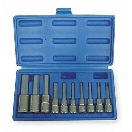 Westward 3/8", 1/2" Drive Hex Bit Socket Set , SAE , 10 pcs 1EZJ3