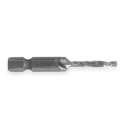 GREENLEE Drill/Tap/Countersink, #6-32 Thread Size, 2 1/32 in Overall Length DTAP6-32