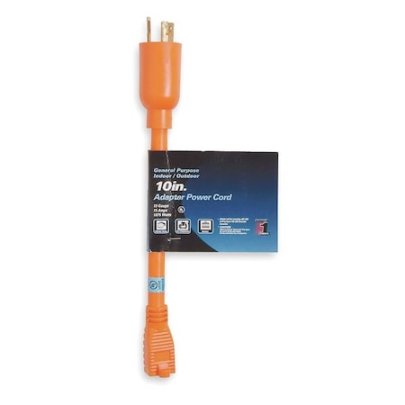 Power First Adapter, Locking, L5-20P, 10 in., Orange 1FD77