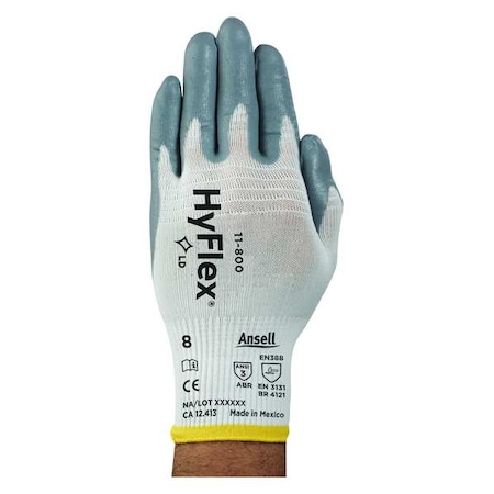 ANSELL Foam Nitrile Coated Gloves, Palm Coverage, White/Gray, XL, PR 11-800