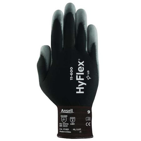 Ansell Hyflex Coated Gloves, Polyurethane Palm Coating, Smooth, 15 ga, Abrasion Level 3, 10, 1 Pair 11-600