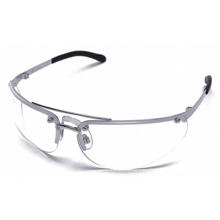 Condor Safety Glasses, ProFlyer(TM), Clear Scratch Resistant Lens, Polycarbonate, Silver Half-Frame 1FYY7