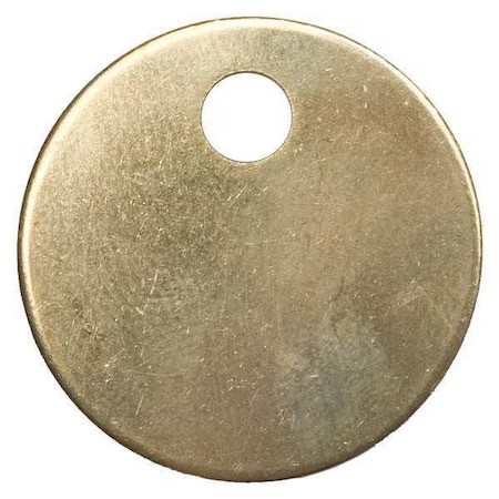 Zoro Select Blk Tag, 1-3/8 x 1-3/8 In, Brs, Rnd, PK100 1F034