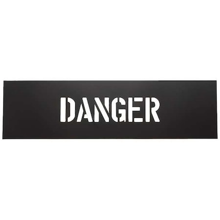 Zoro Select Stencil, Message, Danger, 2 1/2 in Character Height, PVC, Black 1F124