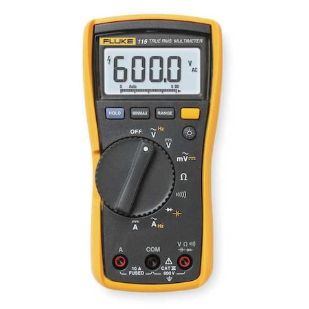 FLUKE Digital Multimeter, 600 Max. AC Volts, 600 Max. DC Volts, 10 Max. AC Amps, 10 Max. DC Amps FLUKE-115