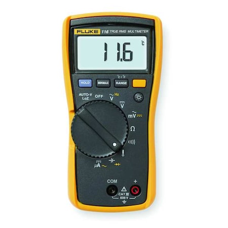 Fluke Digital Multimeter, 600 V Max DC, 0 V Max AC, TRMS, 6,000 Instrument Counts, Backlit LCD FLUKE-116-NIST-D