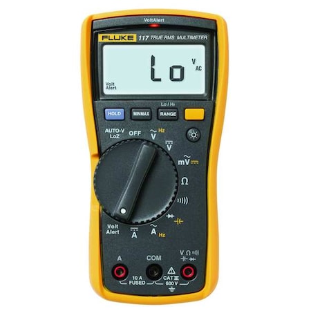 FLUKE Digital Multimeter, 600 Max. AC Volts, 600 Max. DC Volts, 10 Max. AC Amps, 10 Max. DC Amps FLUKE-117