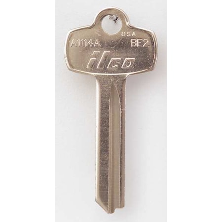 KABA ILCO Key Blank, Brass, Type BE2, 7 Pin, PK10 A1114A-BE2