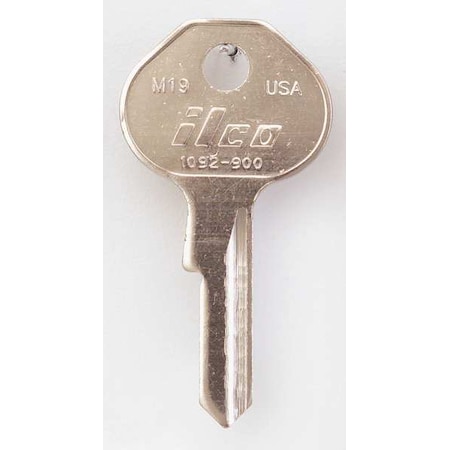 Kaba Ilco Key Blank, Brass, Type M19, 4 Pin, PK10 1092-900-M19