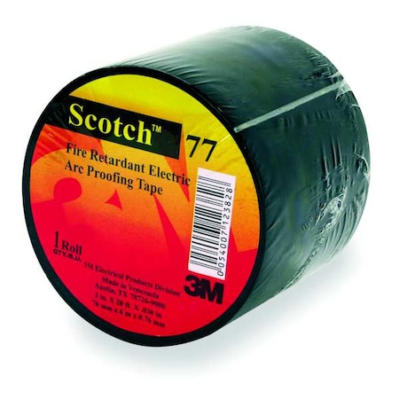 3M Electrical Tape, Black, 6-5/8 yd L, 1-1/2 in W 77BLACK-1-1/2X20FT