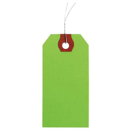 ZORO SELECT 2-3/8" x 4-3/4" Green Paper Wire Tag, Includes 12" Wire, Pk1000 4WKX9