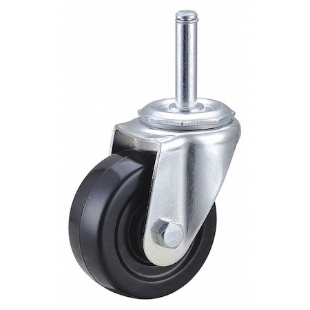 Zoro Select Stem Caster, 3"dia, Rubber, 175lb 1G009