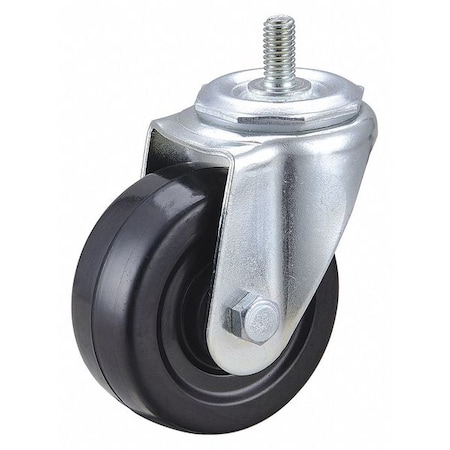 Zoro Select Swivel Stem Caster, Rubber, 3 in., 110 lb. 1G007