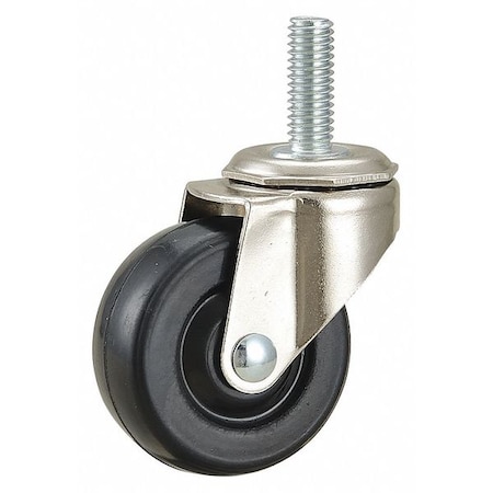 Zoro Select Swivel Stem Caster, Rubber, 2 in., 75 lb. 33007