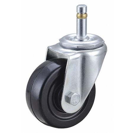Zoro Select Swivel Stem Caster, Rubber, 3 in., 165 lb. 1G005