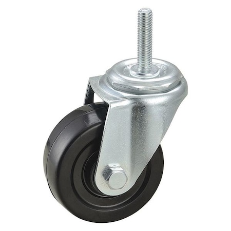 Zoro Select Stem Caster, 3"dia, Rubber, 165lb 1G018