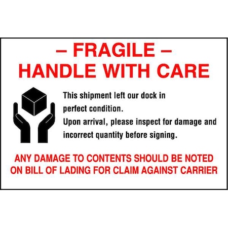 Tapecase Shipping Labels, 6 In. W, 4 In. H, PK500 16U799