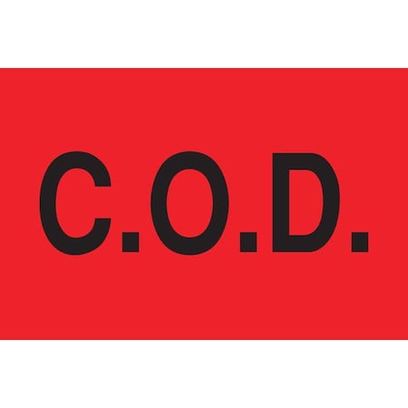 Tapecase 2" x 3" Adhesive Back Shipping Labels, COD, Pk50 16U954