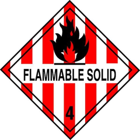 Tapecase 4" x 4" Adhesive Back Shipping Labels, Flammable Solid, Pk50 16U979