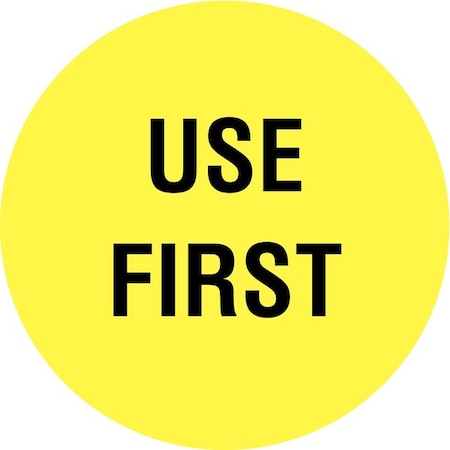 Tapecase Inventory Control Label 2", Use First, Yellow, Pk1000 16U827