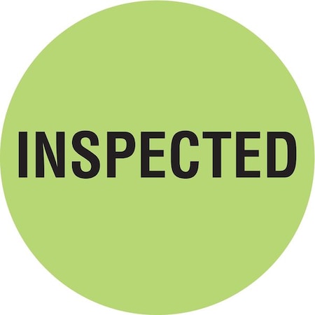 Tapecase Circle Inventory Control Label, Inspected, Green, Pk1000 16U829