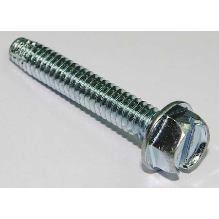 Zoro Select Thread Cutting Screw, 1/4" x 1-1/2 in, Zinc Plated Steel Hex Head Slotted Drive, 25 PK U67021.025.0150