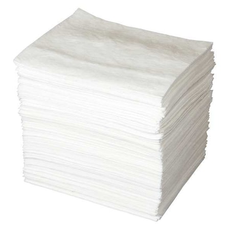 Brady Sorbent Pad, 51 gal, 15 in x 19 in, Oil, White, Polypropylene ENV200