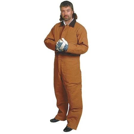 Zoro Select Coverall, Cotton, 12 oz Fabric Weight, 32 in Inseam, Brown, 3XL 1FBC3