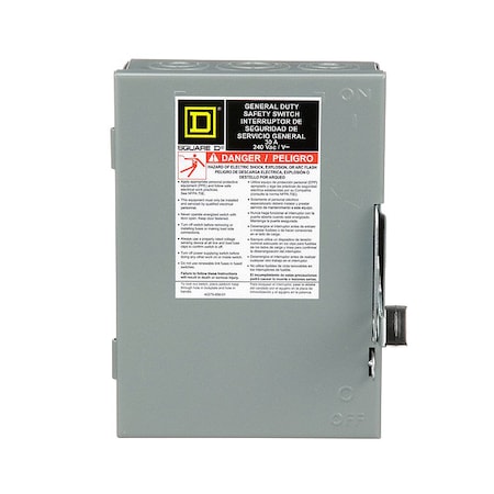 Square D Fusible, Safety Switch, General Duty, 240 V, 2PST D221N