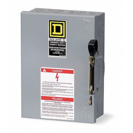 SQUARE D Fusible Safety Switch, General Duty, 240V AC/DC, 2PST, 400 A, NEMA 1 D225N