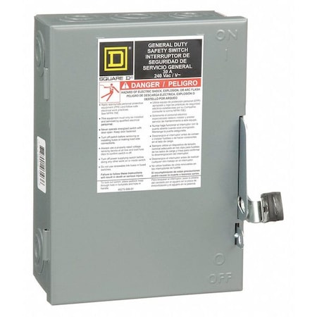 Square D Fusible, Safety Switch, General Duty, 240 V, 3PST D321N