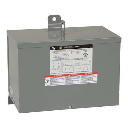 Square D General Purpose Transformer, 6 kVA, NEMA 3R, 120/208V AC, 480V AC 6T2F