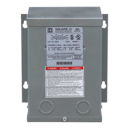 Square D Buck Boost Transformer, 1 kVA, NEMA 3R, 12/24V AC, 120/240V AC 1S43F