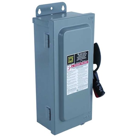 SQUARE D Nonfusible Safety Switch, Heavy Duty, 600V AC, 6PST, 30 A, NEMA 12, 3R HU661AWK