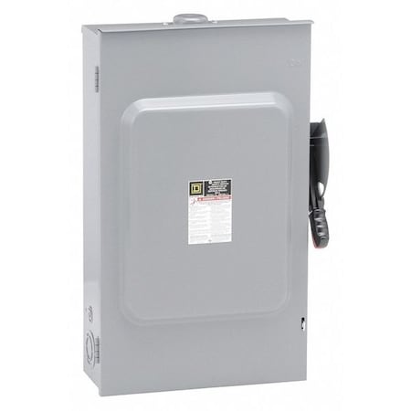 Square D Fusible Safety Switch, Heavy Duty, 600V AC, 3PST, 200 A, NEMA 3R H364NRB