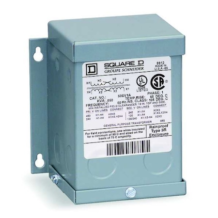 SQUARE D Transformer, 250VA, 120/240V, Wall 250SV1B