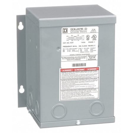 Square D General Purpose Transformer, 1 kVA, NEMA 3R, 120/240V AC, 240/480V AC 1S1F