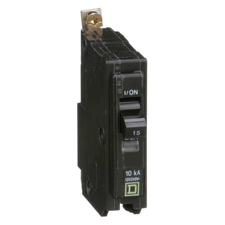 Square D Miniature Circuit Breaker, QO Series, 15A, 1 Pole, 120/240V AC, 10kA at 120/240V AC QOB115