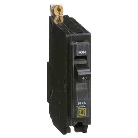 Square D Miniature Circuit Breaker, QO Series, 40A, 1 Pole, 120/240V AC, 10kA at 120/240V AC QOB140