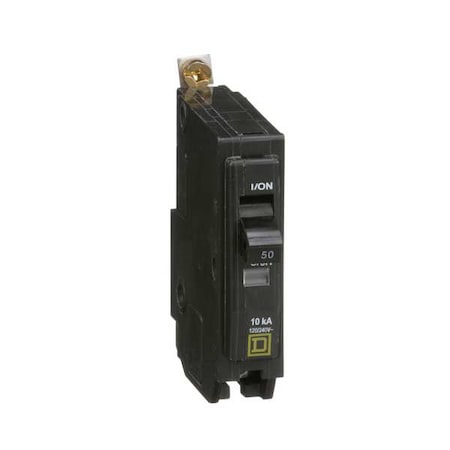 Square D Miniature Circuit Breaker, QO Series, 50A, 1 Pole, 120/240V AC, 10kA at 120/240V AC QOB150