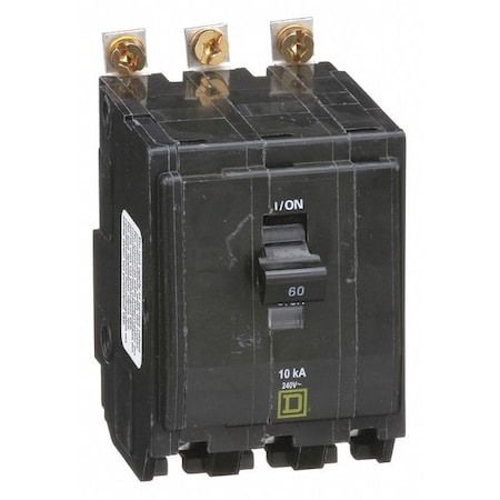 Square D Miniature Circuit Breaker, QO Series, 60A, 3 Pole, 120/240V AC, 10kA at 120/240V AC QOB360